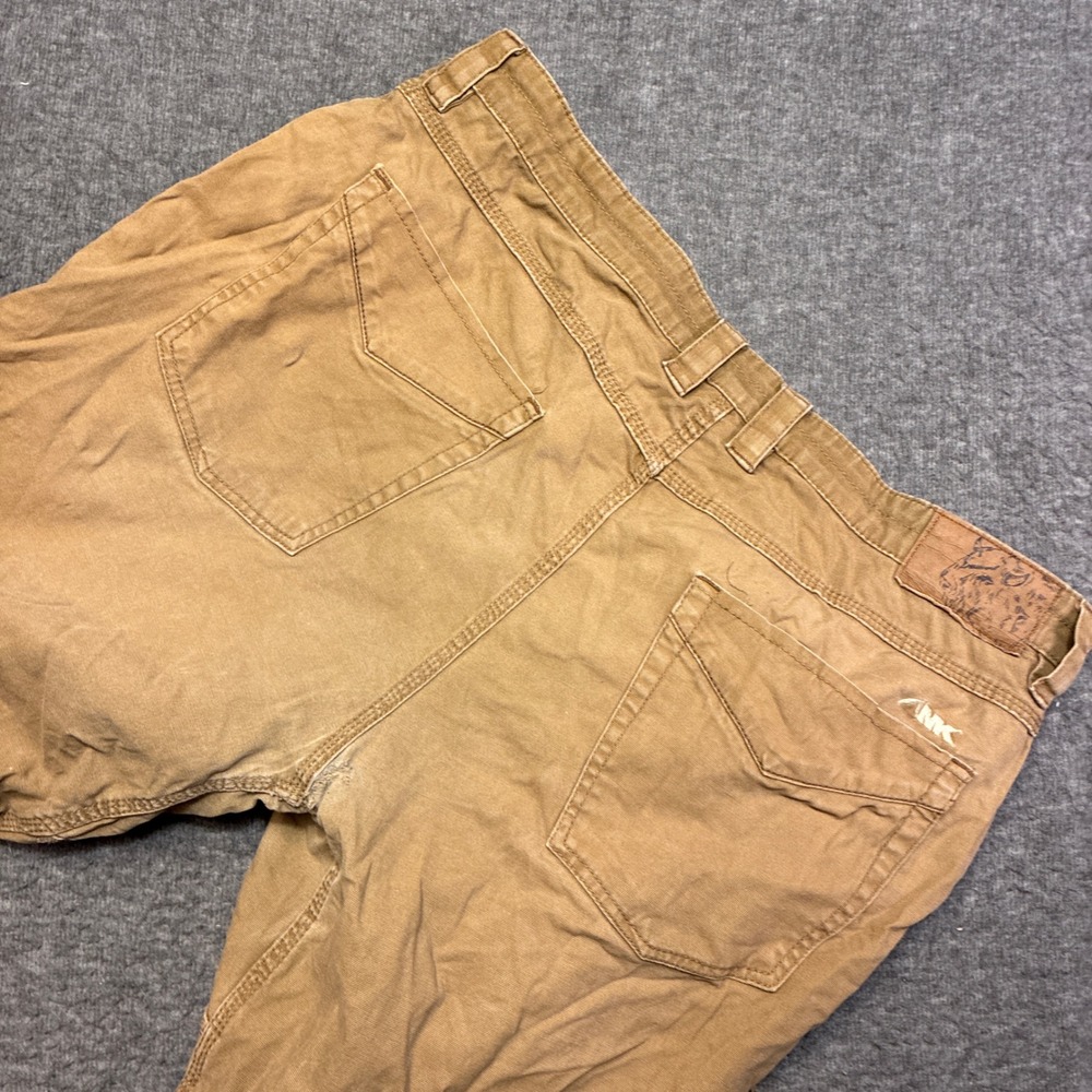 Mountain Khakis Classic Fit Pants Men 38x30 Brown Distressed Canvas Tears Stains